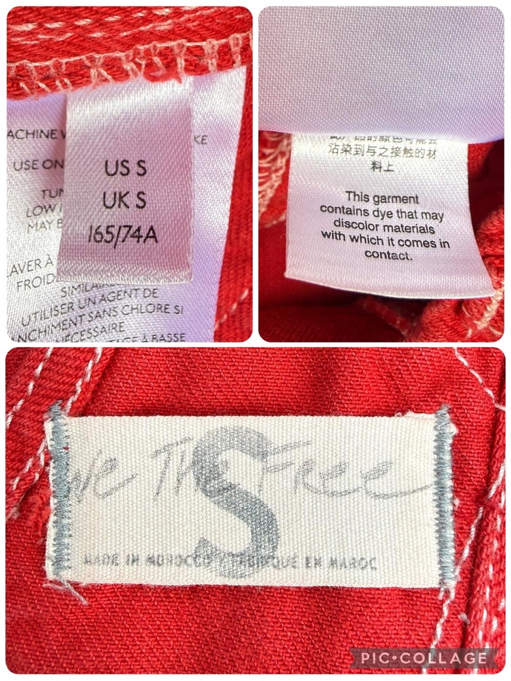 Free People We The Free Ziggy Red Denim Overalls in Heart Eyes Red - Picture 8 of 16